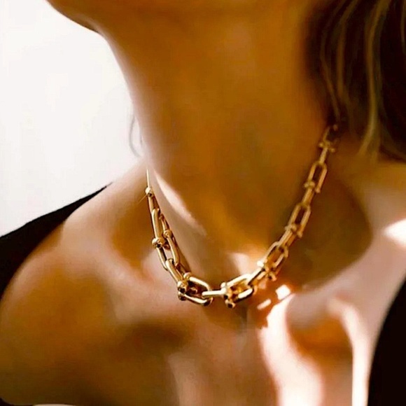 Gold Hardware Graduated Link U Necklace - Picture 4 of 12